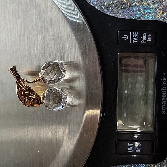 Swarovski Signed Vintage Crystal Double Cherry Brooch Pin Gold Plated - Picture 7 of 7